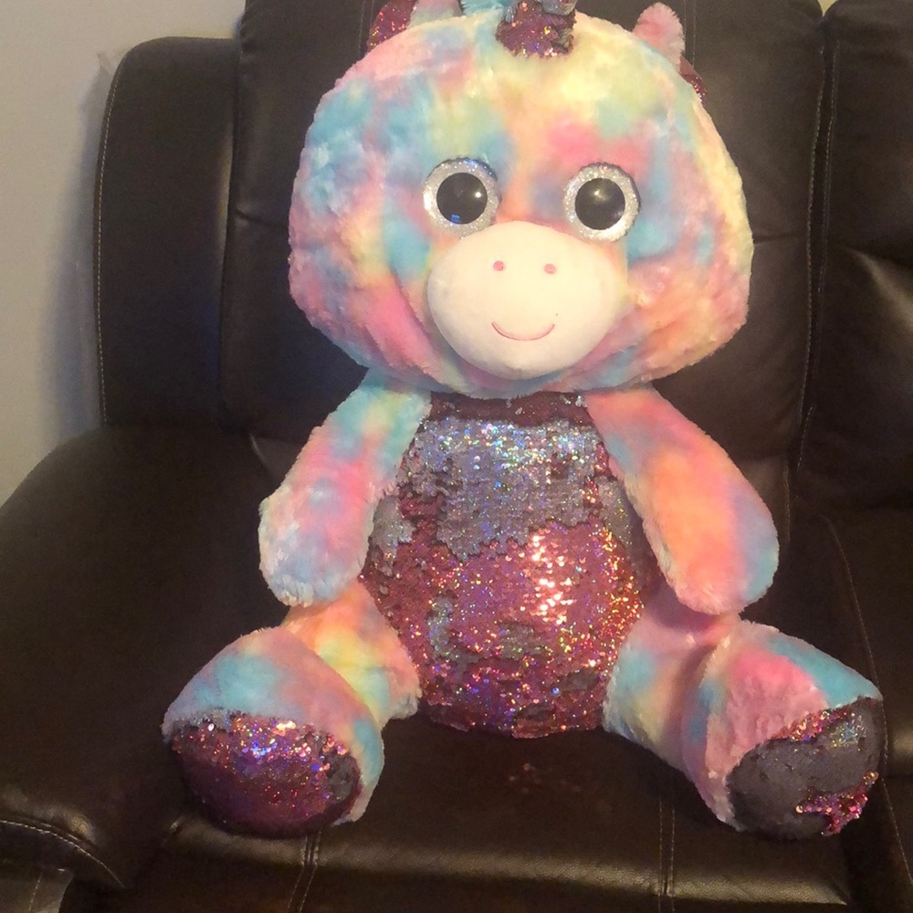 New colorful sequin stuffed unicorn bear